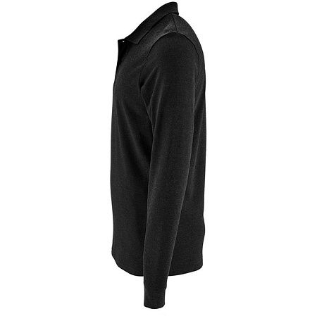 Рубашка поло мужская с длинным рукавом Perfect LSL Men, черный меланж, размер S