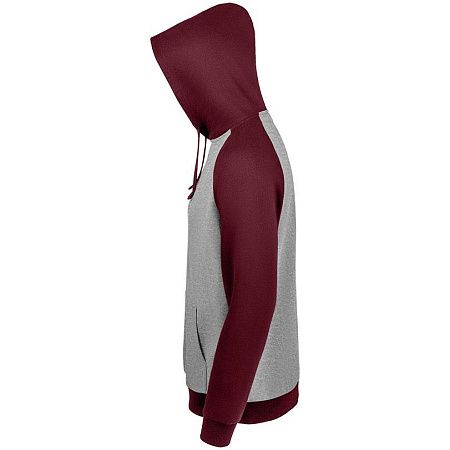 Толстовка унисекс Seattle, серый меланж с бордовым, размер L