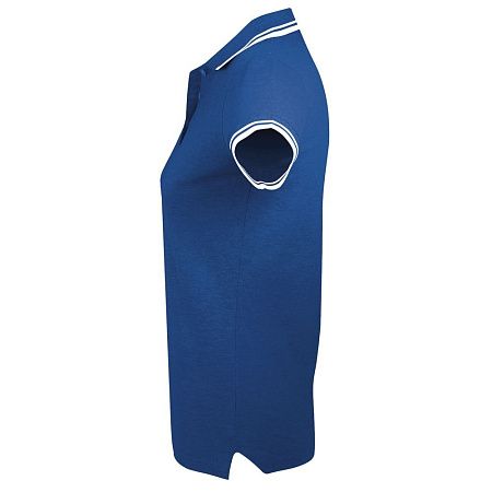 Рубашка поло женская Pasadena Women 200 с контрастной отделкой, ярко-синяя с белым, размер L