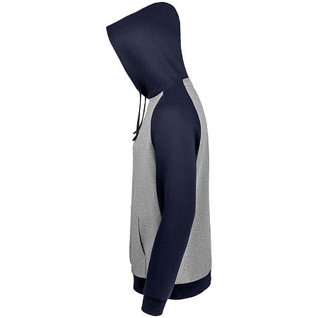 Толстовка унисекс Seattle, серый меланж с темно-синим, размер XS