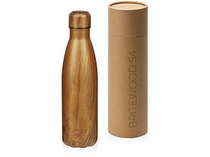 Вакуумная термобутылка «Britewood S4», 500 мл, крафтовый тубус, цвет: коричневый
