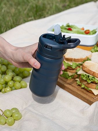 Термобутылка Fujisan 2.0 без логотипа, темно-синяя