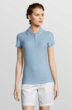 Рубашка поло женская People 210, голубая, размер S