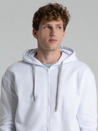 Толстовка на молнии с капюшоном Unit Siverga Heavy, белая, размер XS v2