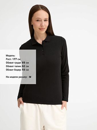 Рубашка поло женская с длинным рукавом Perfect LSL Women, черная, размер S