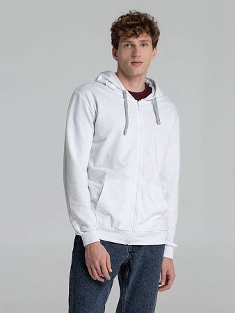 Толстовка на молнии с капюшоном Unit Siverga, белая, размер XS
