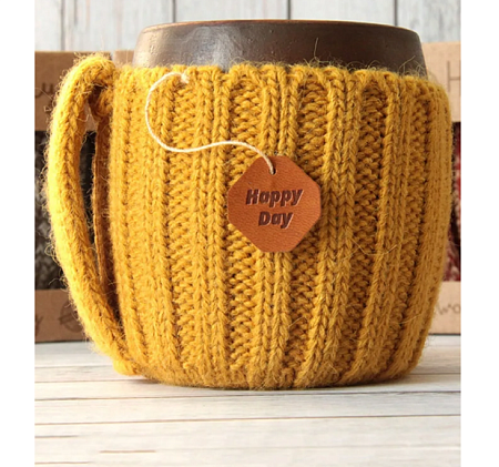 Керамическая кружка в вязаном чехле, ручная работа, 450 мл