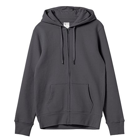Толстовка на молнии с капюшоном унисекс King, темно-серая, размер XS
