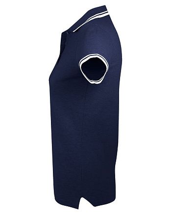 Рубашка поло женская Pasadena Women 200 с контрастной отделкой, темно-синяя с белым, размер S