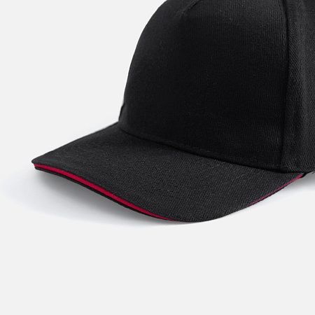 Бейсболка Long Beach, черная с красным