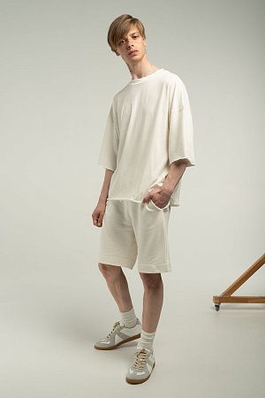 Футболка унисекс оверсайз T1, молочно-белая, размер XS/S