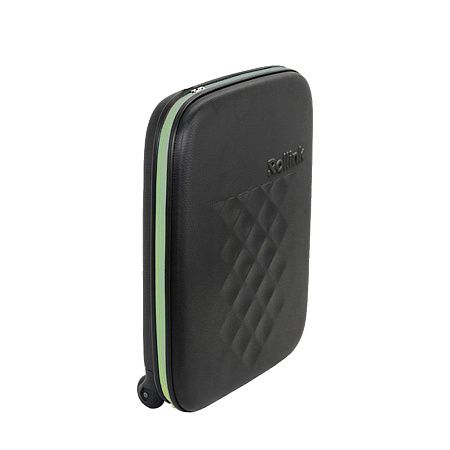 Чемодан складной Rollink Earth 55x40x20 см, 2 колеса, черный/зеленый