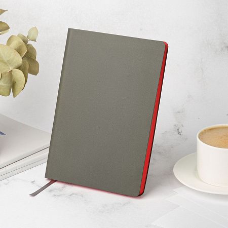 Ежедневник Latte soft touch недатированный, серый/красный