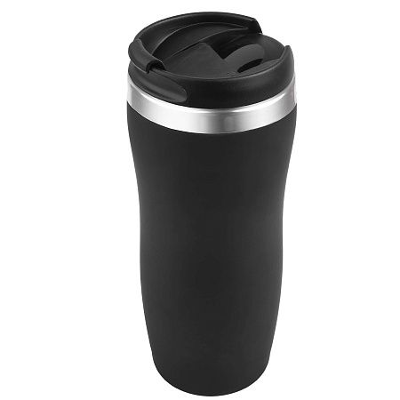Термокружка SLIM SOFT COLOR 350мл. Черная с черной крышкой 6030.08