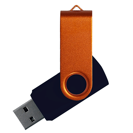 Флеш накопитель USB 2.0 Twister Сolor Mix 16GB, пластик Софт Тач/металл, черный/оранжевый