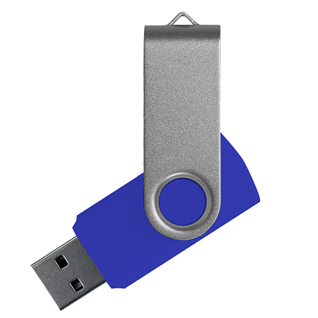 Флеш накопитель USB 2.0 Twister Сolor Mix 16GB, пластик Софт Тач/металл, синий/серебристый