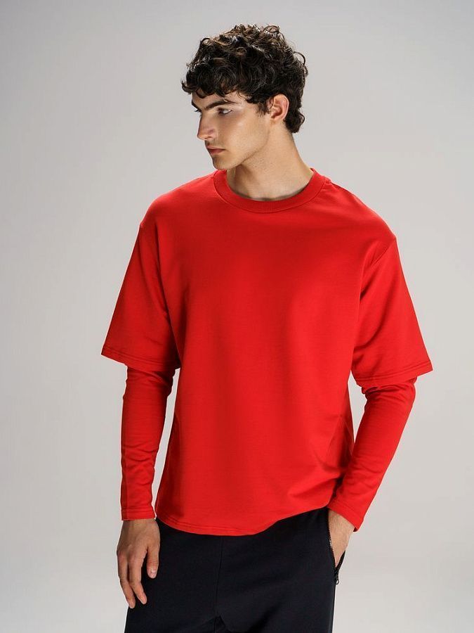 Футболка оверсайз с двойным рукавом Kosmos, молочно-белая под нанесение