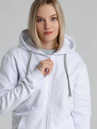 Толстовка на молнии с капюшоном Unit Siverga Heavy, белая, размер XS v2