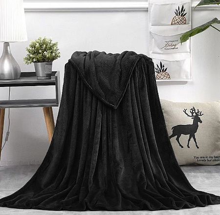 Плед мягкий флисовый Super Soft  Comfort Travel, 125*170 см, черный