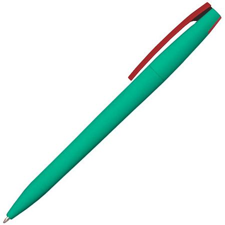 Ручка шариковая, пластиковая софт-тач, Zorro Color Mix зеленая/красная