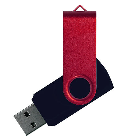 Флеш накопитель USB 2.0 Twister Сolor Mix 16GB, пластик Софт Тач/металл, черный/красный