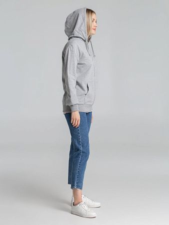 Толстовка на молнии с капюшоном Unit Siverga, серый меланж, размер XS