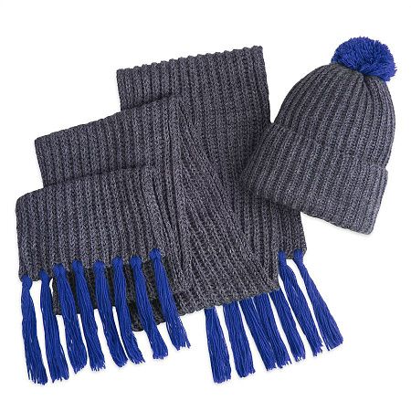 Шапка и шарф GoSnow с ярким пoмпоном и кисточками