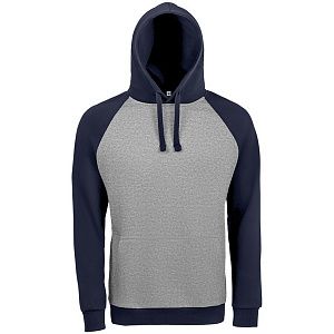 Толстовка унисекс Seattle, серый меланж с темно-синим, размер XS