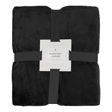 Плед мягкий флисовый Super Soft  Comfort Travel, 125*170 см, черный