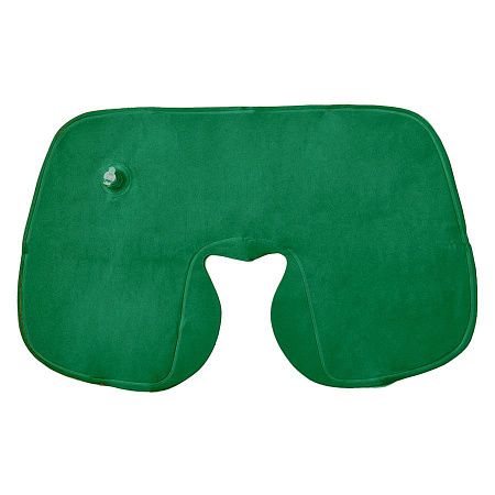 Подушка  надувная дорожная WAY в футляре; зеленый; 43,5х27,5 см; твил