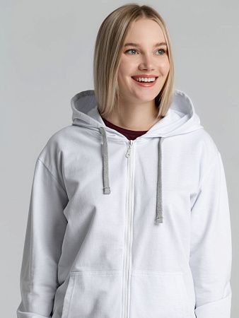 Толстовка на молнии с капюшоном Unit Siverga, белая, размер XS