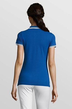 Рубашка поло женская Pasadena Women 200 с контрастной отделкой, ярко-синяя с белым, размер L