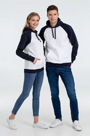 Толстовка унисекс Seattle, белая с темно-синим, размер XS