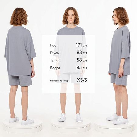 Футболка унисекс оверсайз T1, серая, размер XS/S