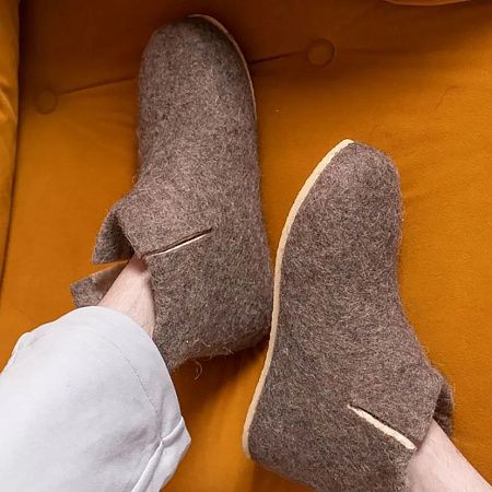 Домашние валенки Wild, серо-коричневые (натуральные), размер 41