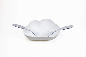 САЛАТНИЦА С ЛОЖКАМИ SPARROW, белая/зеленая