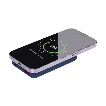 Внешний аккумулятор Largo PD 5000mAh с функцией беспроводной зарядки 15W, синий