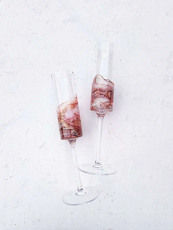 Подарочный набор «Признание»: бокалы с ручной росписью, подстаканники, открытка