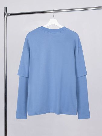 Футболка оверсайз с двойным рукавом Kosmos, синяя, размер XL/2XL