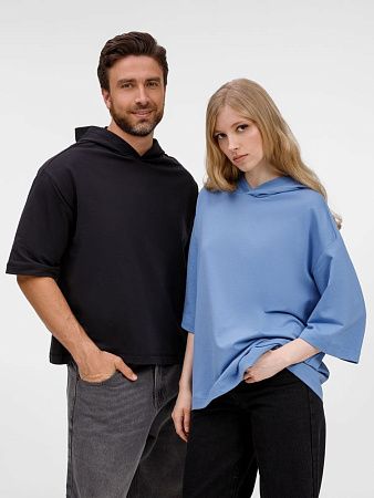 Футболка оверсайз унисекс с капюшоном Neofit, черная, размер XS/S