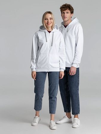 Толстовка на молнии с капюшоном Unit Siverga, белая, размер XS