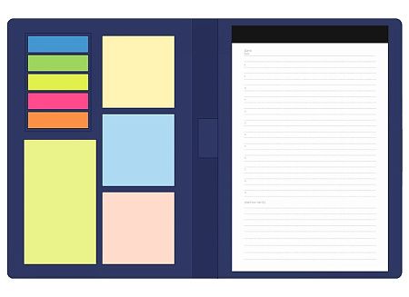 Блокнот А5 Tasmania,  в твердой обложке со стикерами в линейку, синий
