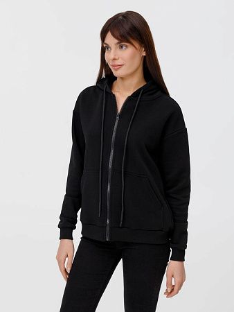 Толстовка унисекс оверсайз на молнии Zippy Terry, черная, размер XS/S