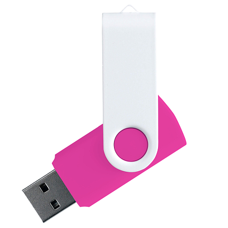 Флеш накопитель USB 2.0 Twister Сolor Mix 16GB, пластик Софт Тач/металл, розовый/белый