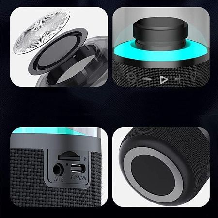 Колонка беспроводная MyTone Mega Bass со светомузыкой, черная