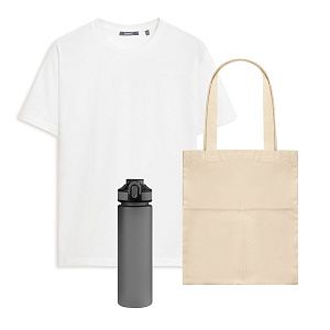 Набор с одеждой KRIS (футболка, бутылка, шоппер), белый/серый, XL