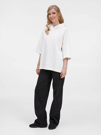 Футболка оверсайз унисекс с капюшоном Neofit, молочно-белая, размер XS/S