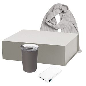 Подарочный набор Strada, Ancor, Forges, серый (термокружка, аккумулятор, шарф)