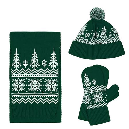 Варежки Elnik, зеленые с молочно-белым, размер L/XL