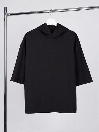 Футболка оверсайз унисекс с капюшоном Neofit, черная, размер XS/S